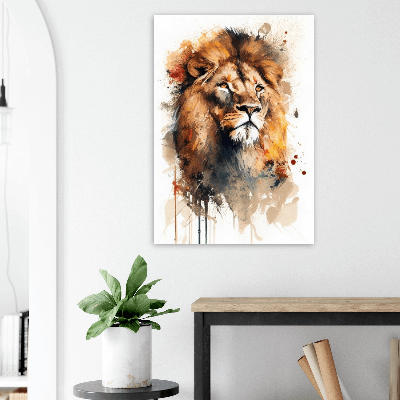 Cadre lion Aluminium salon
