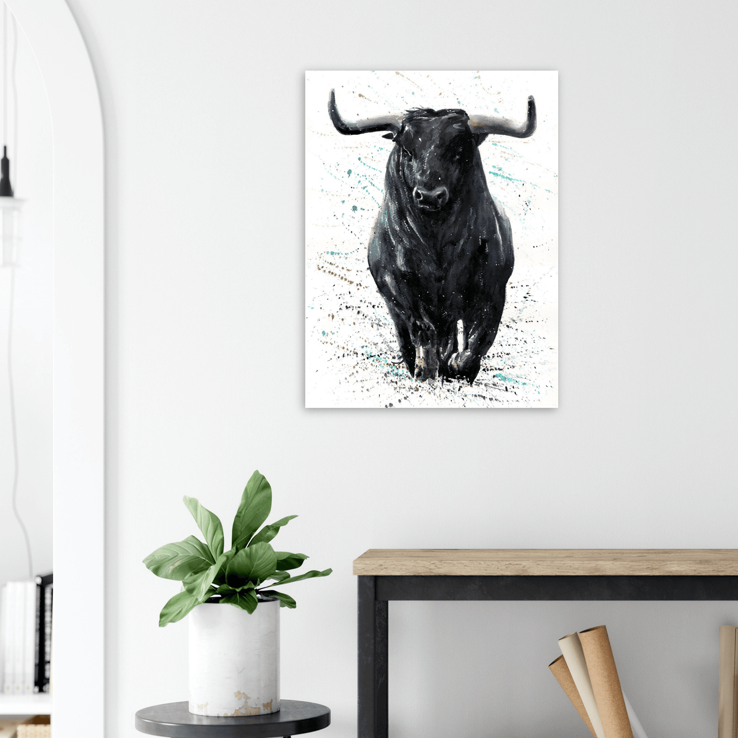 Taureau sur aluminium bureau