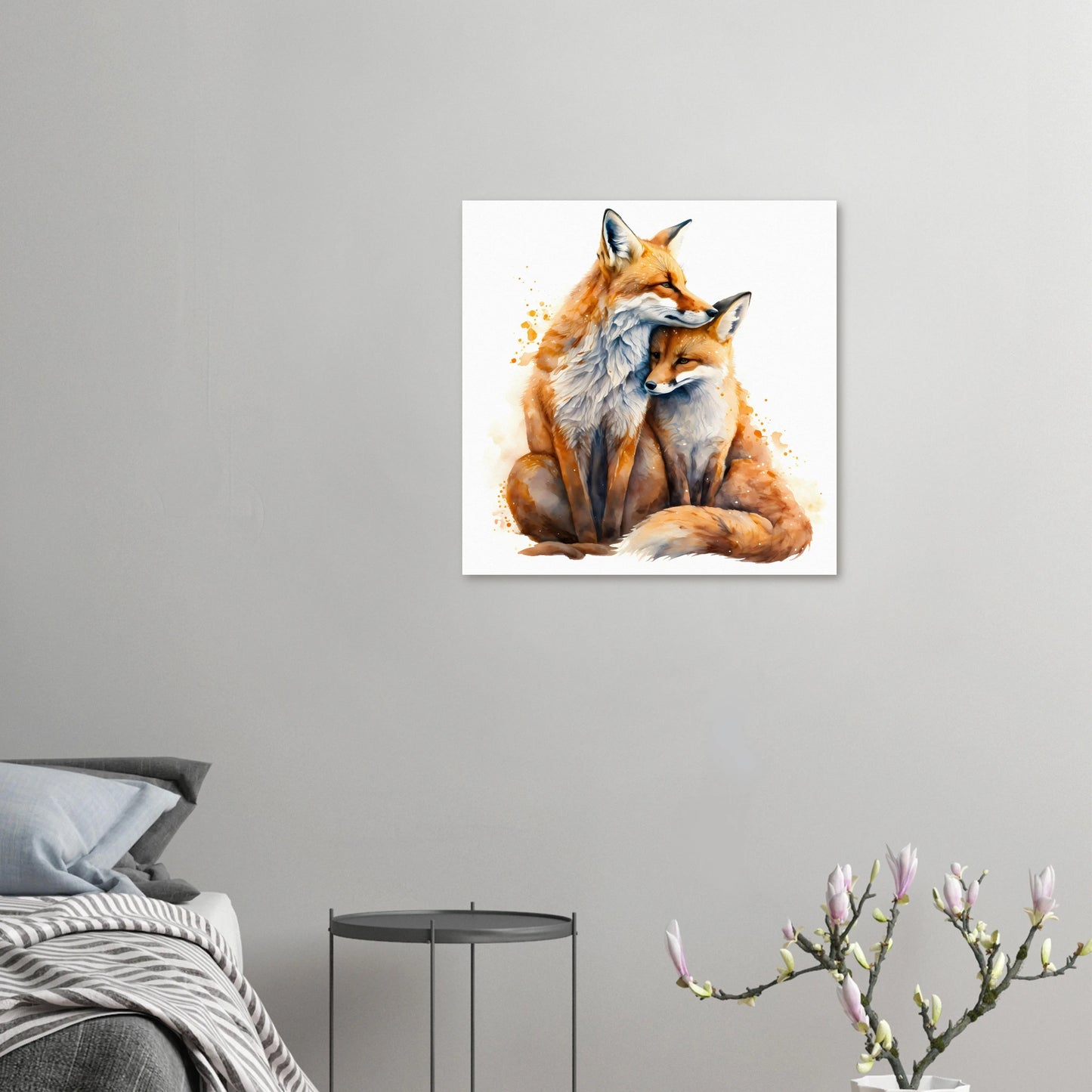 Cadre Aluminium Renards dans une chambre